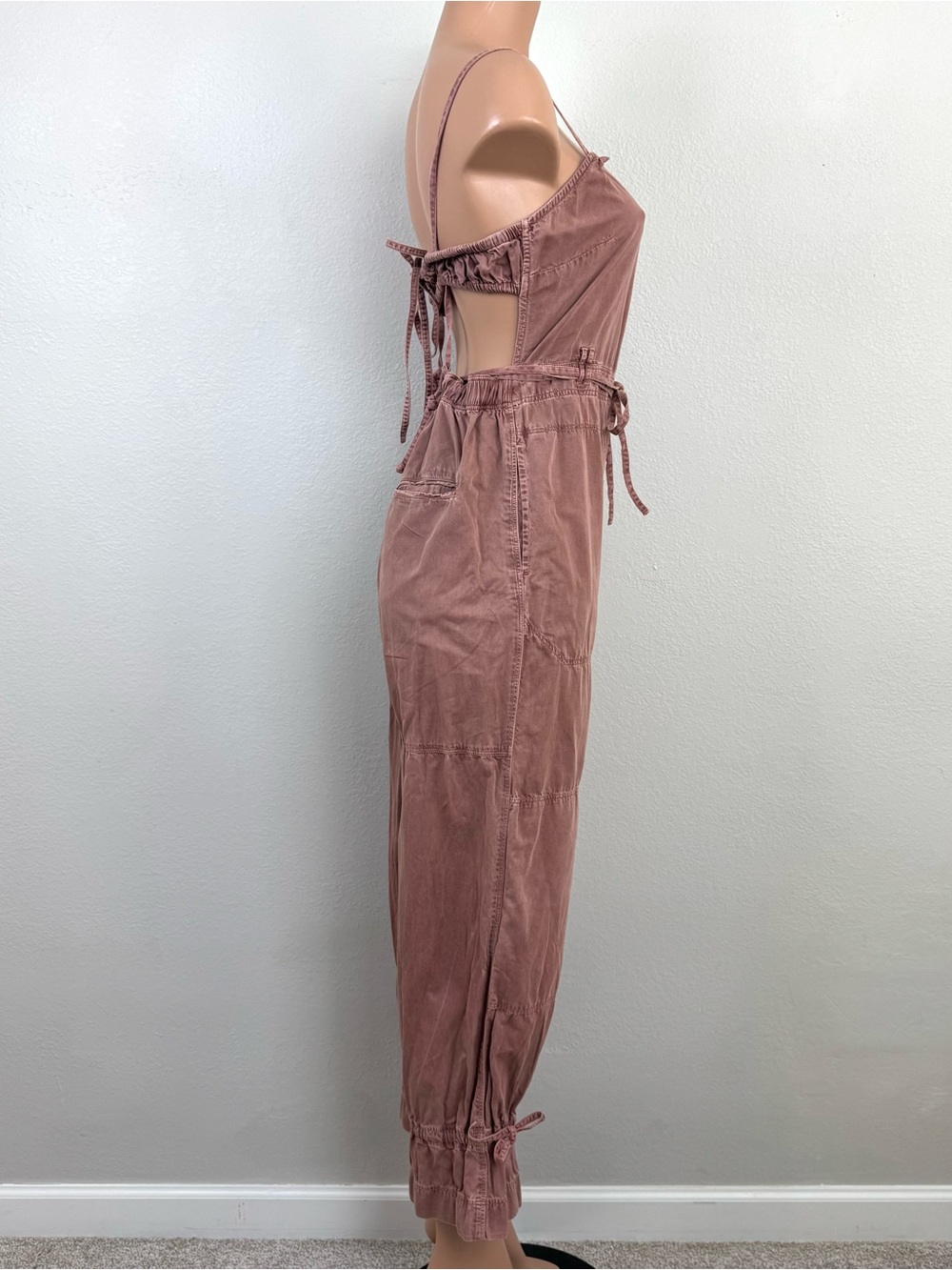Free People Chance Of Sun One Piece Jumpsuit Strappy S Festival Boho Rust Brown - Picture 7 of 16